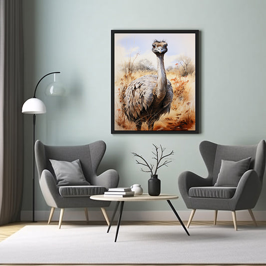 Feathered Beauty Ostrich Safari Prints, Wildlife Art, Ostrich Art Poster