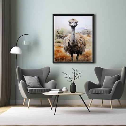 Ostrich Odyssey Safari Art Prints for Unique Wall Decor Poster