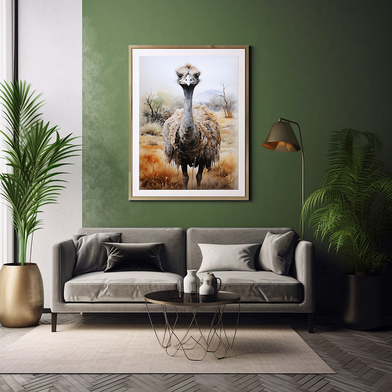 Ostrich Odyssey Safari Art Prints for Unique Wall Decor Poster