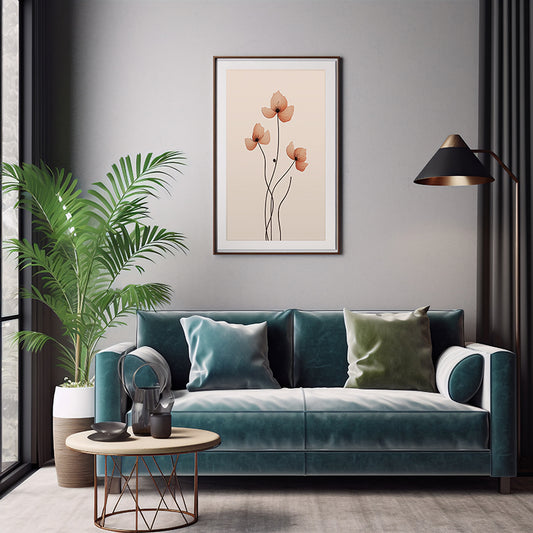 Poppy Flower Line Art Posters, Flower Wall Art Decor Print