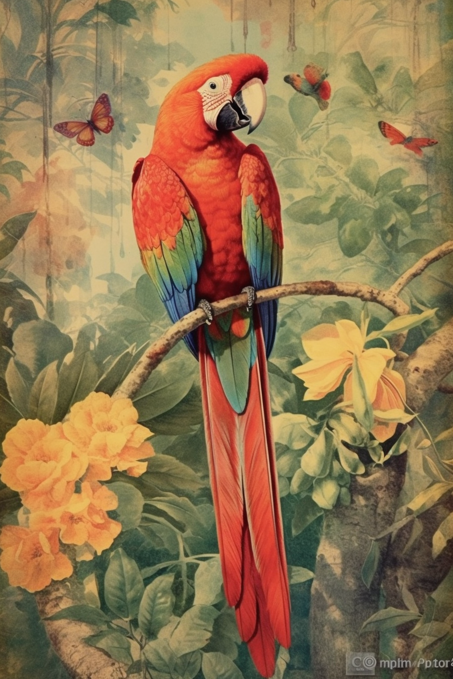 Parrot Bird Print, Bird Poster, Bird Wall Art, Jungle Art Print, Parrot Poster