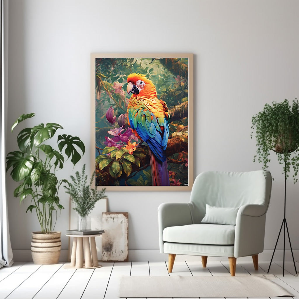 Parrot Bird Print, Bird Poster, Bird Wall Art, Tropical Jungle, Parrot Poster