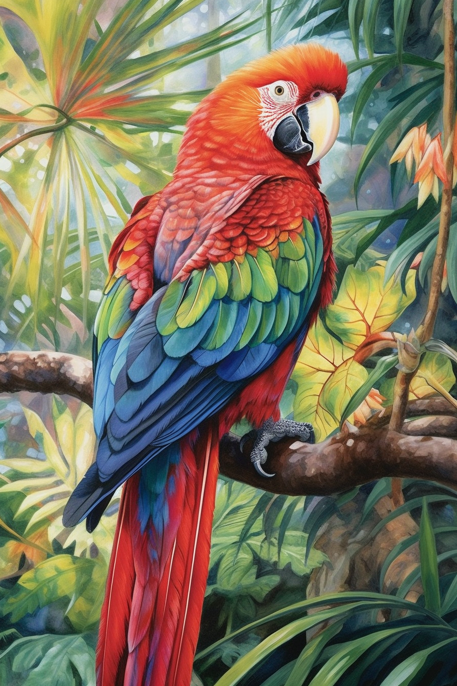Parrot Bird Print, Bird Poster, Bird Wall Art, Jungle Print, Parrot Poster