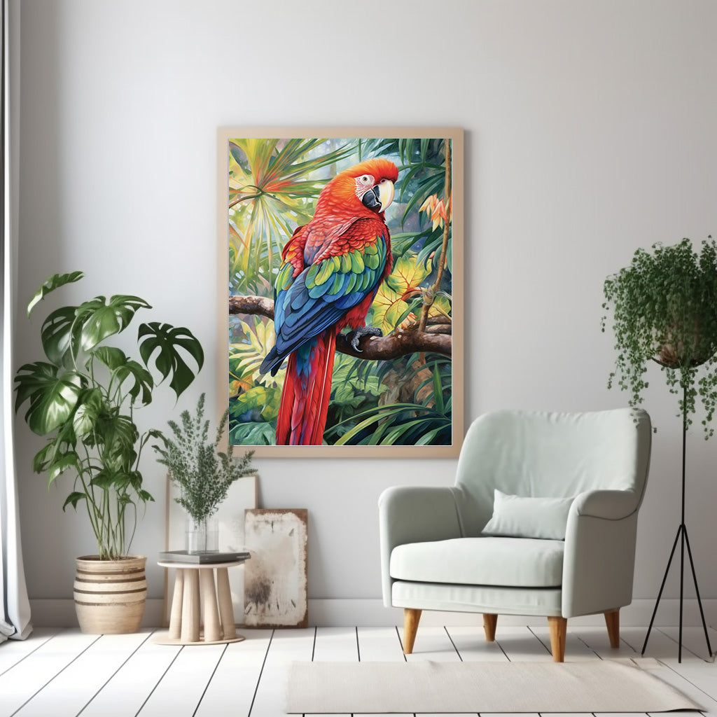 Parrot Bird Print, Bird Poster, Bird Wall Art, Jungle Print, Parrot Poster