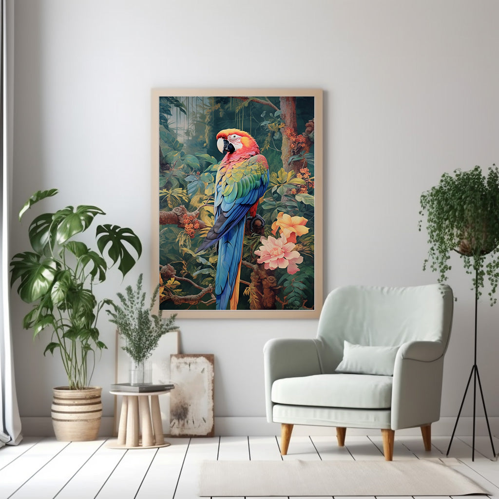 Parrot Bird Print, Bird Poster, Bird Wall Art, Tropical Print, Parrot Poster