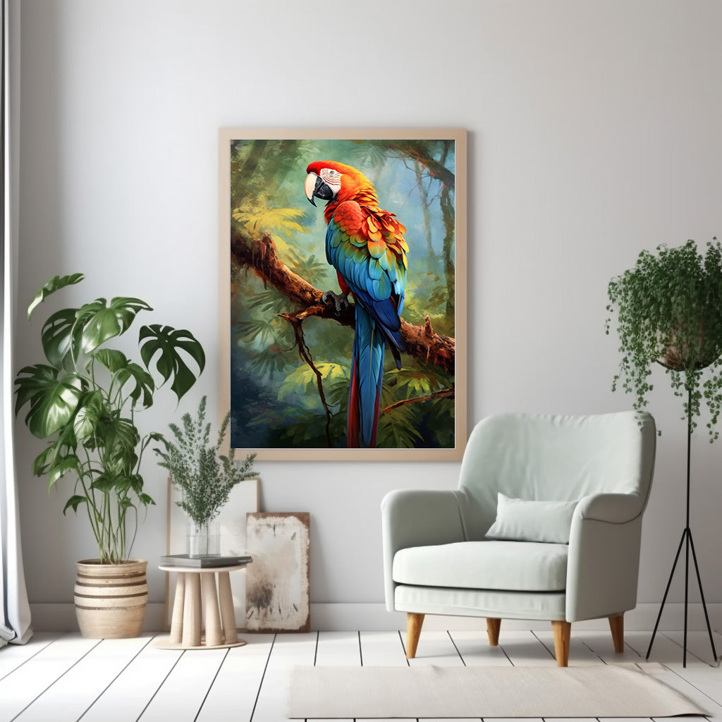 Parrot Bird Print, Bird Poster, Bird Wall Art, Jungle Art, Parrot Poster