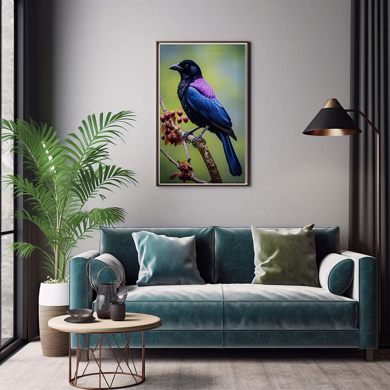 Tropical Fruitcrow Bird Jungle Bird Print Wall Art Decor Exotic Bird Art