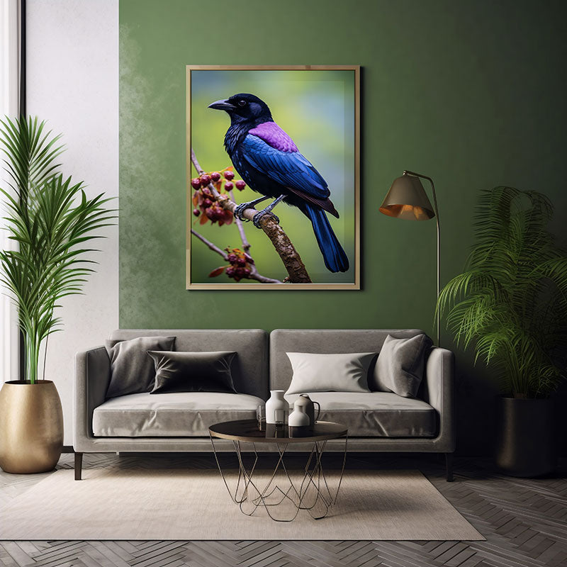 Tropical Fruitcrow Bird Jungle Bird Print Wall Art Decor Exotic Bird Art