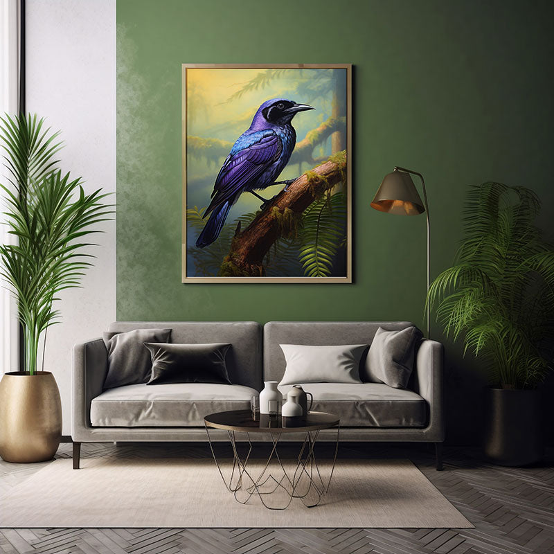 Tropical Fruitcrow Bird Jungle Bird Poster Wall Art Decor Exotic Bird Art
