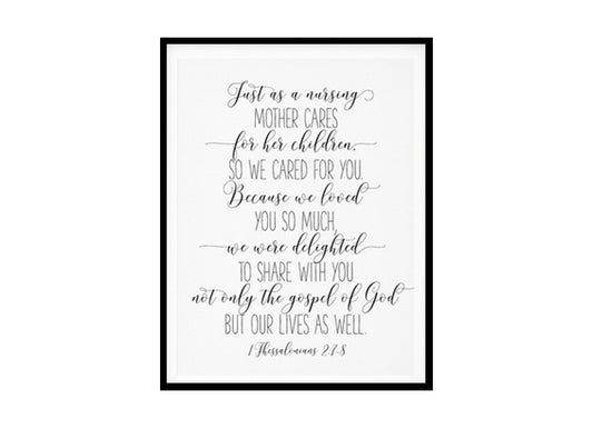 "We Loved You So Much, 1 Thessalonians 2:8" Bible Verse Poster Print