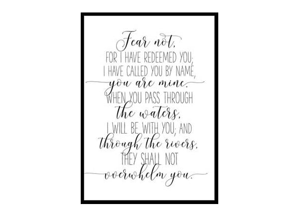 "Isaiah 43:1 Fear Not I Have Redeemed You" Bible Verse Poster Print