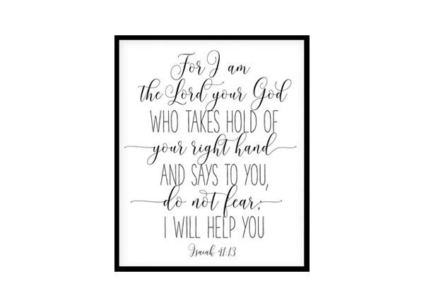 "Fear Not, Isaiah 41:13" Bible Verse Poster Print