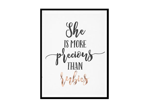 "She Is More Precious Than Rubies" Bible Verse Poster Print