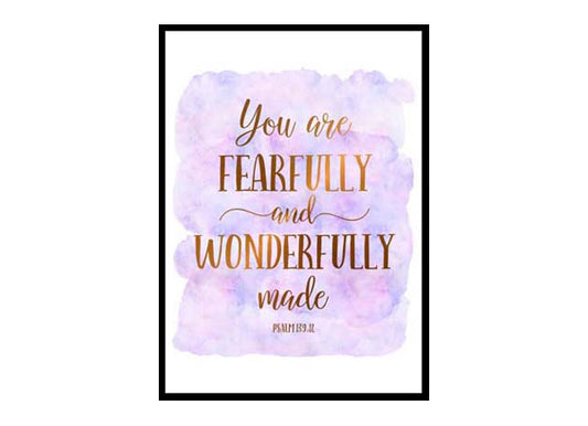 "You Are Fearfully And Wonderfully Made, Psalm 139:14" Bible Verse Poster Print