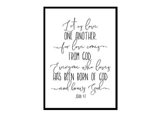 "1 John 4:7, Let Us Love One Another" Bible Verse Poster Print