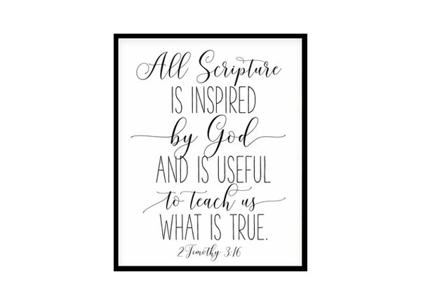 "All Scripture Is Inspired By God, Romans 10:9" Bible Verse Poster Print