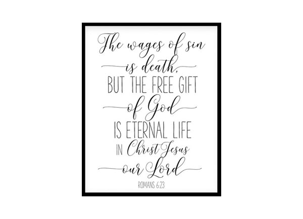 "Eternal Life, Romans 6:23" Bible Verse Poster Print