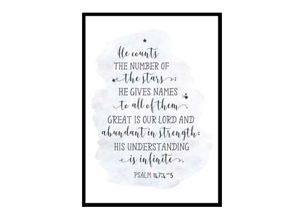 "He Counts the Stars, Psalm 147:4" Bible Verse Poster Print