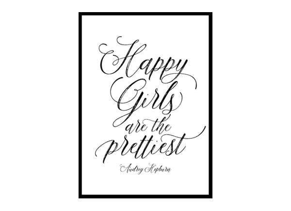 "Happy Girls are the Prettiest" Girls Quote Poster Print