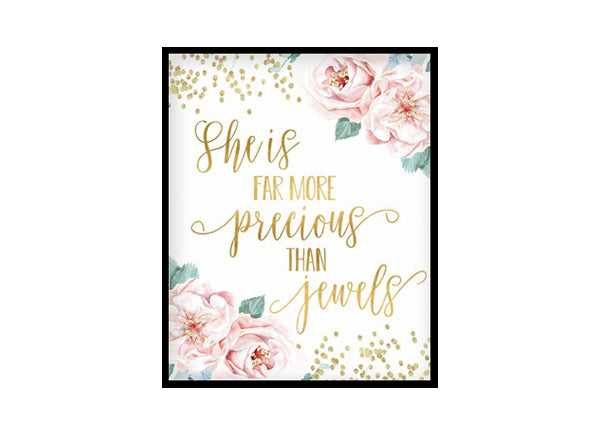 "She Is More Precious Than Jewels" Girls Room Poster Print
