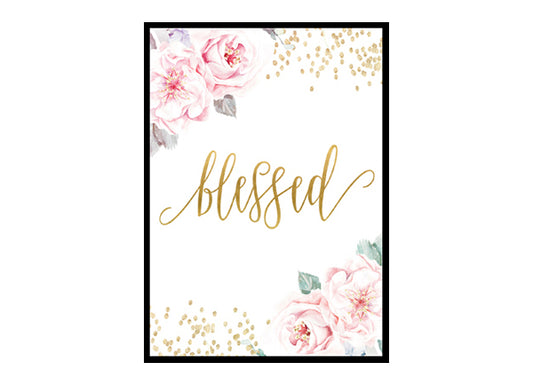 Blessed Printable Nursery Wall Art, Gold Nursery Decor Girl Room Wall Art Gift Girls Room Poster Print