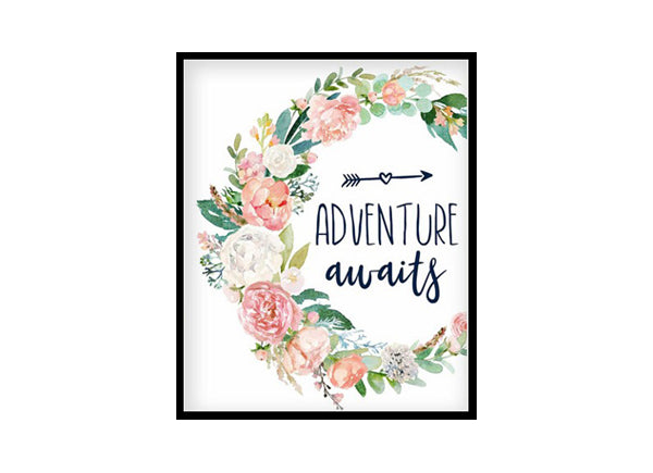 "Adventure Awaits" Girls Room Poster Print