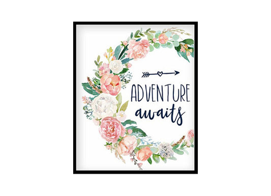"Adventure Awaits" Girls Room Poster Print