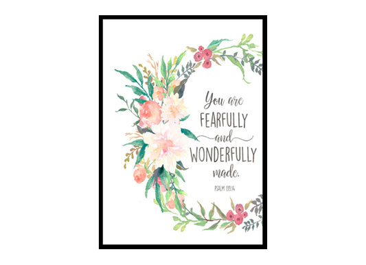"You Are Fearfully And Wonderfully Made, Psalm 139:14" Girls Room Poster Print