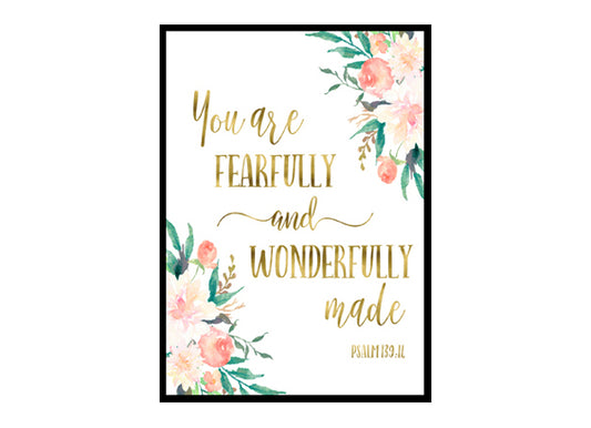 "You Are Fearfully And Wonderfully Made, Psalm 139:14," Girls Room Poster Print