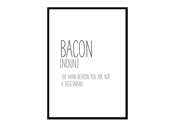 Bacon Funny Definition Kitchen Wall Art Poster Print