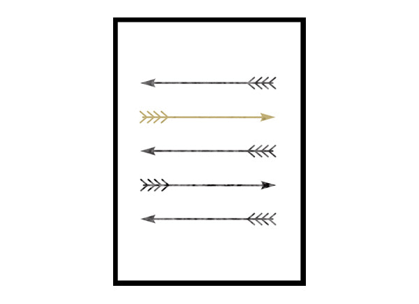 Gold Minimalist,Tribal Arrows Minimalist Modern Art Poster Print