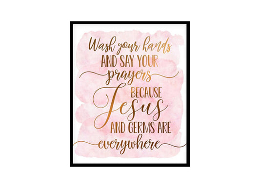 "Wash Your Hands & Say Your Prayers" Childrens Nursery Room Poster Print