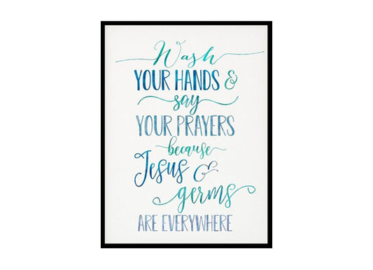 "Wash Your Hands and Say Your Prayers" Childrens Nursery Room Poster Print