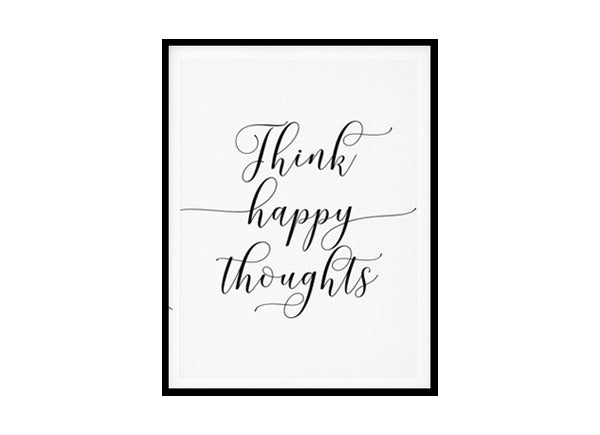 "Think Happy Thoughts" Childrens Nursery Room Poster Print