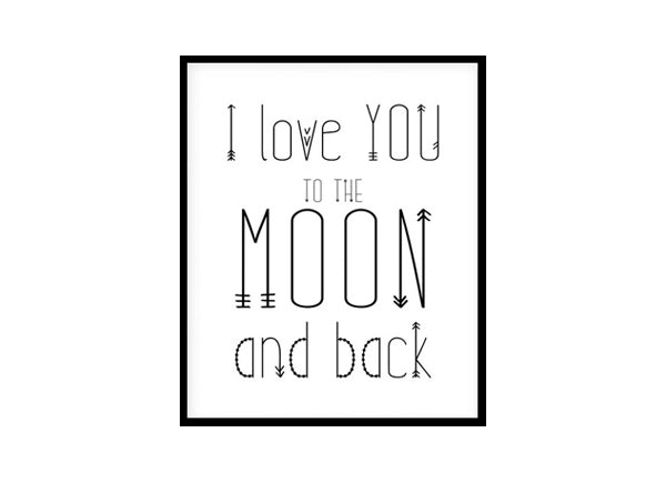 "I Love You To The Moon And Back" Childrens Nursery Room Poster Print