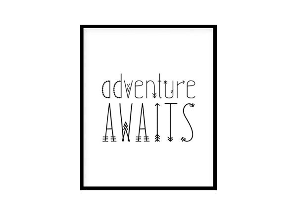 "Adventure Awaits" Childrens Nursery Room Poster Print