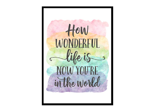 "How Wonderful Life is Now You're in the World" Quote Art Poster Print