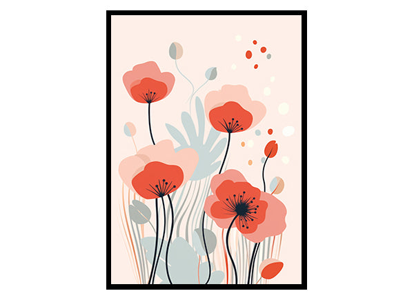 Poppy Whispers Line Art Prints , Flower Wall Art Decor Print