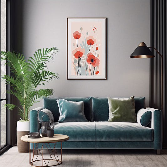 Poppy Whispers Line Art Prints , Flower Wall Art Decor Print