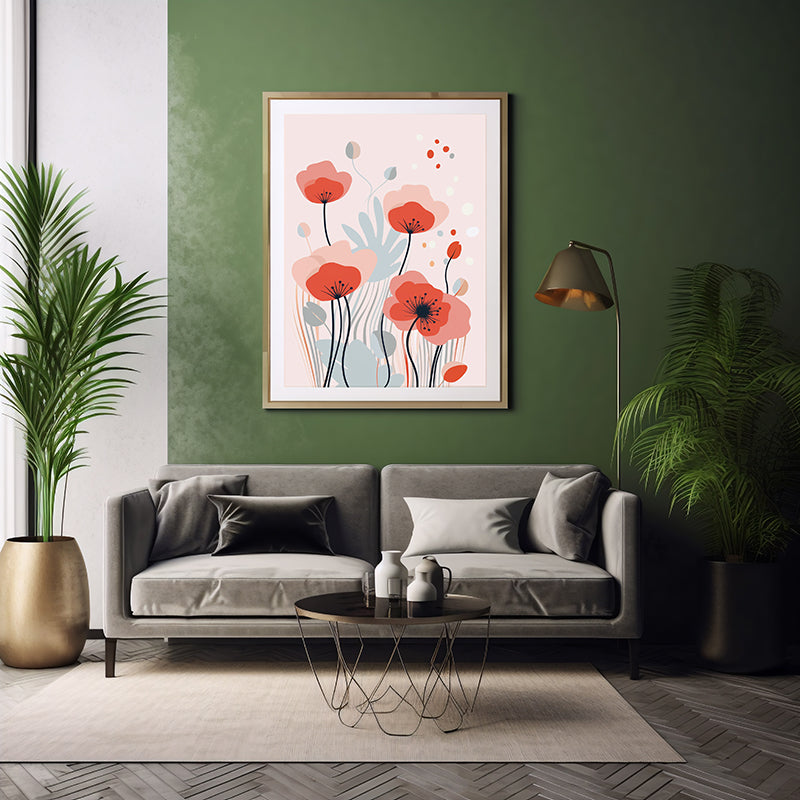 Poppy Whispers Line Art Prints , Flower Wall Art Decor Print