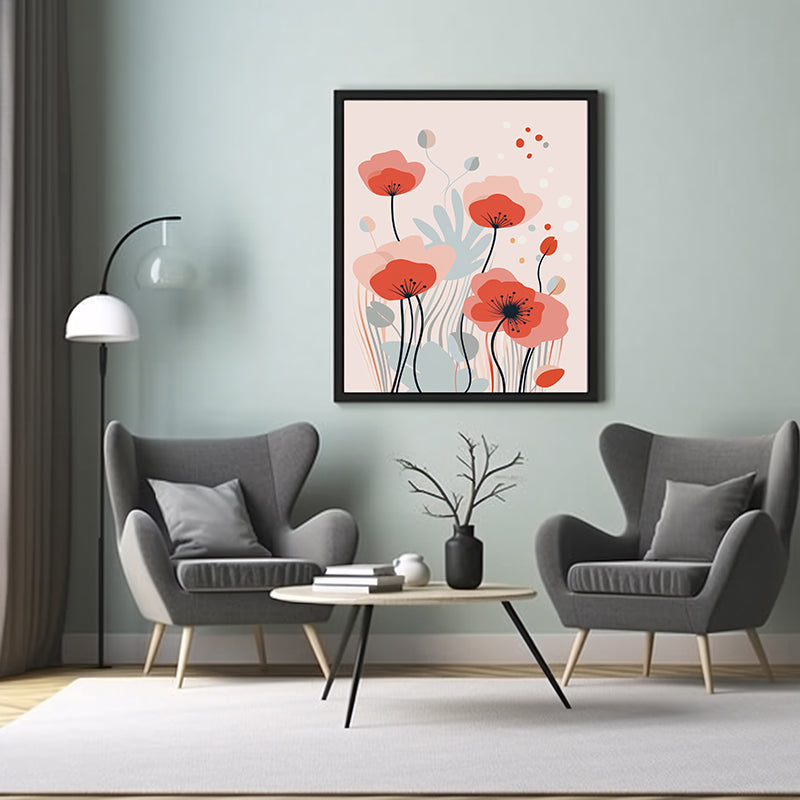 Poppy Whispers Line Art Prints , Flower Wall Art Decor Print