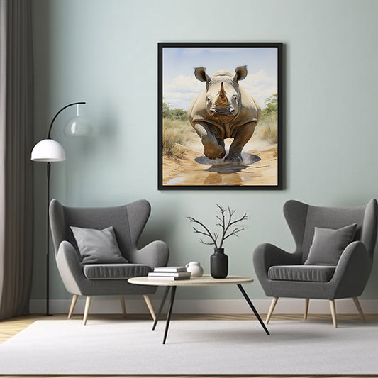Safari Strength Rhinoceros Posters, Safari Animal, Wildlife Art Print