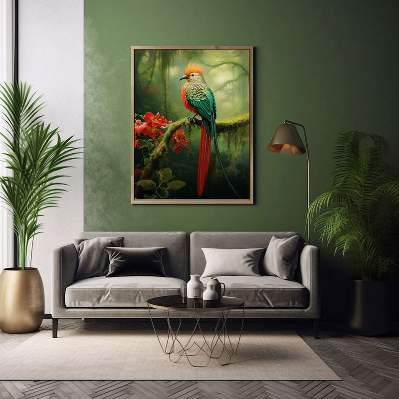 Quetzal Bird Print Jungle Bird Poster Wall Art Decor Wild Tropical Bird Print