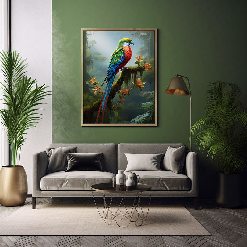 Quetzal Bird Poster Jungle Bird Decor Wall Art Decor Wild Tropical Bird Print