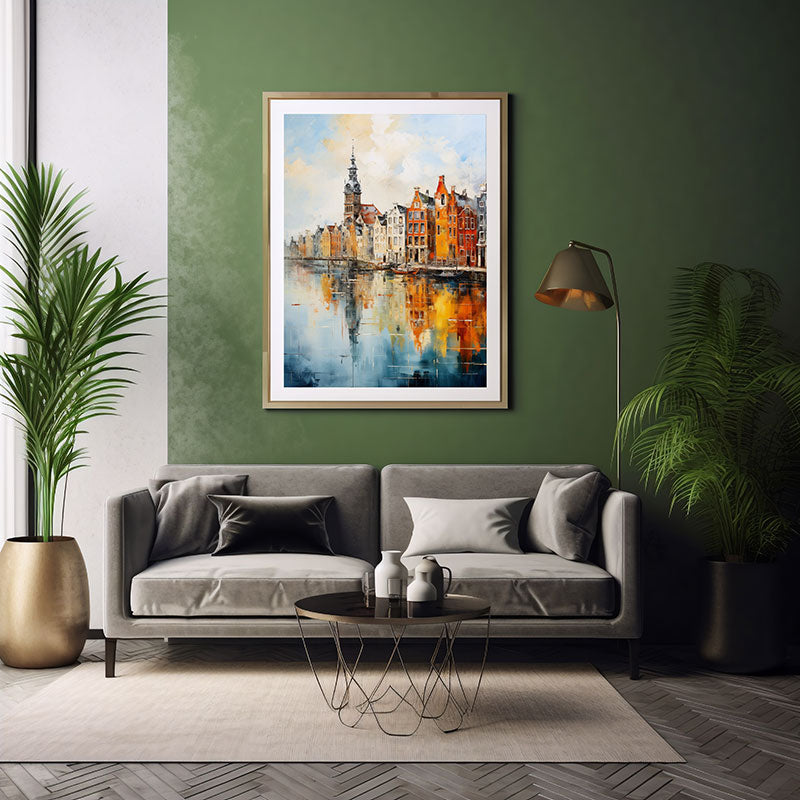Explore Amsterdam the City View Vibrant Digital Art Stylish Home Decor Poster Print
