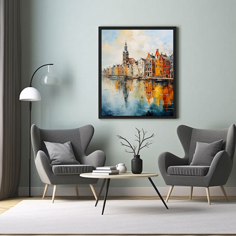 Explore Amsterdam the City View Vibrant Digital Art Stylish Home Decor Poster Print