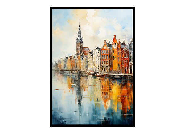 Explore Amsterdam the City View Vibrant Digital Art Stylish Home Decor Poster Print