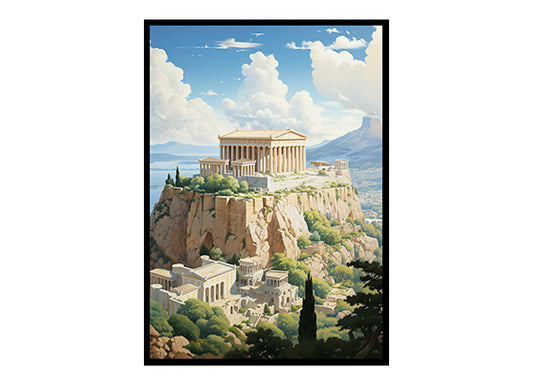 Athens Parthenon City View Vibes Spectacular Digital Art Contemporary Home Decor Poster Print