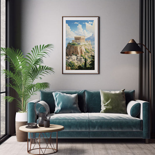 Athens Parthenon City View Vibes Spectacular Digital Art Contemporary Home Decor Poster Print