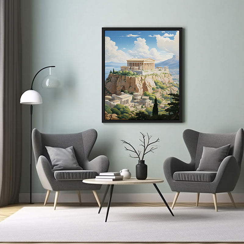 Athens Parthenon City View Vibes Spectacular Digital Art Contemporary Home Decor Poster Print